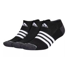 Adidas Men's Cushioned Black No-Show Socks 3-Pack, Size L - New